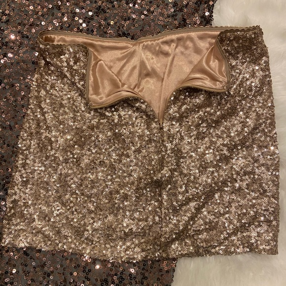 Forever XXI Merona Sequin Mini and Maxi Skirt Gold Gunmetal Copper S Small - Picture 3 of 4
